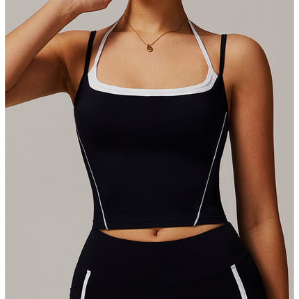 Halter Layered Backless Yoga Tank-0