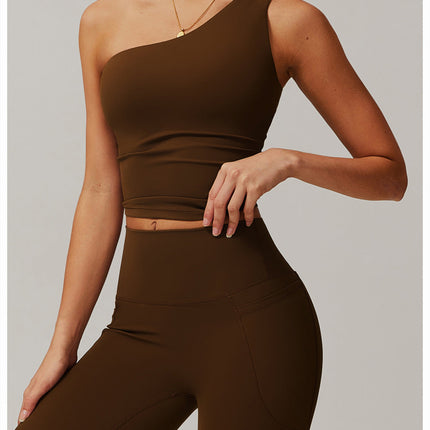 One-Shoulder Cinched Yoga Tank-5