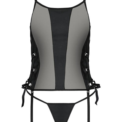 schwarzes Kunstleder Corset PA596228 - 2XL/3XL-4