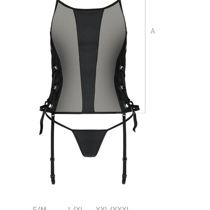 schwarzes Kunstleder Corset PA596228 - 2XL/3XL-6