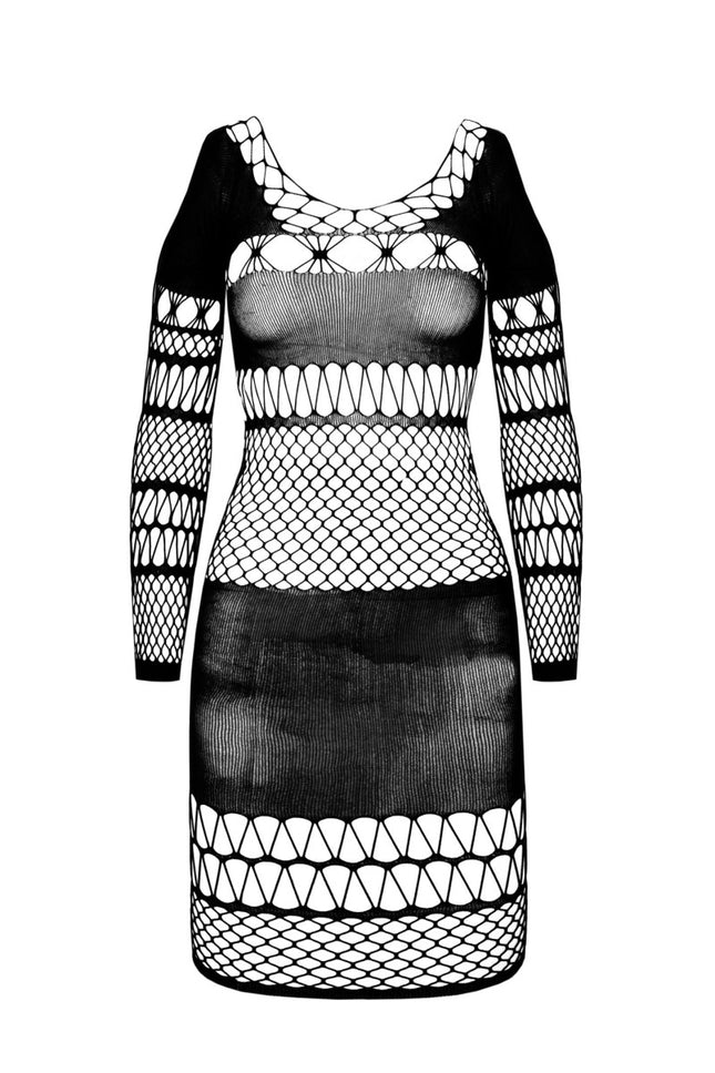 schwarzes Netzkleid BS105 - S/L-0