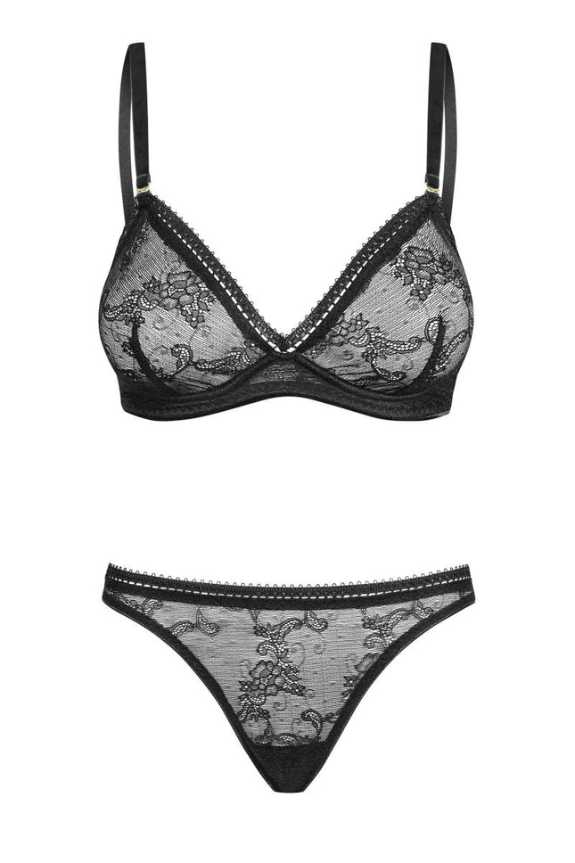 030418 Set of plunge underwired bra and thong - XL (Bra 75E/80D & Thong 42)