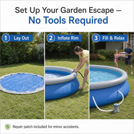 Fast Set Pool Set, Above Ground Swimming Pool with Filter Pump, Quick Setup Backyard Pool for Summer Cooling, Garden Family Pool, Holiday Gift for Kids and Adults