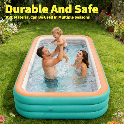 1PC Inflatable Pools  Durable Family Swimming Pool for Backyard, Garden or Indoor (Green)