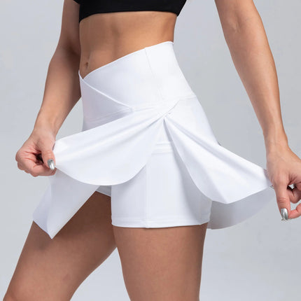 Women Pleated Tennis Skirt with Pockets Shorts Athletic Skirts Crossover High Waisted Athletic Golf Skorts Workout Sports Skirts-13