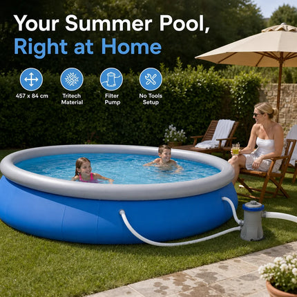 Fast Set Pool Set, Above Ground Swimming Pool with Filter Pump, Quick Setup Backyard Pool for Summer Cooling, Garden Family Pool, Holiday Gift for Kids and Adults