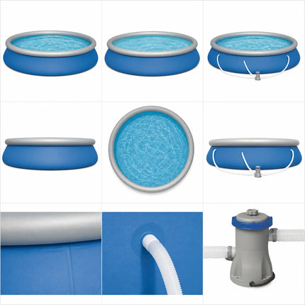 Fast Set Pool Set, Above Ground Swimming Pool with Filter Pump, Quick Setup Backyard Pool for Summer Cooling, Garden Family Pool, Holiday Gift for Kids and Adults