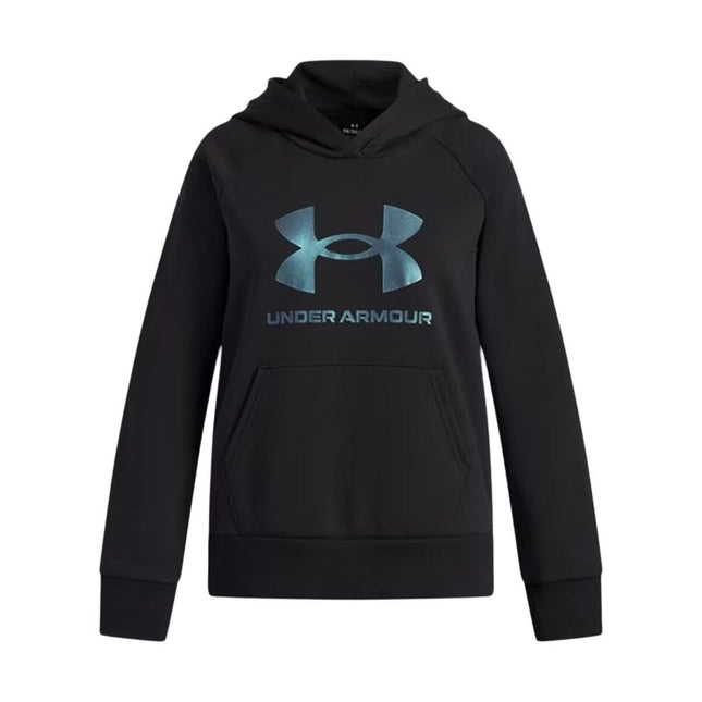 Hooded Sweatshirt for Girls Under Armour Rival Fleece Shimmer Hoodie Black