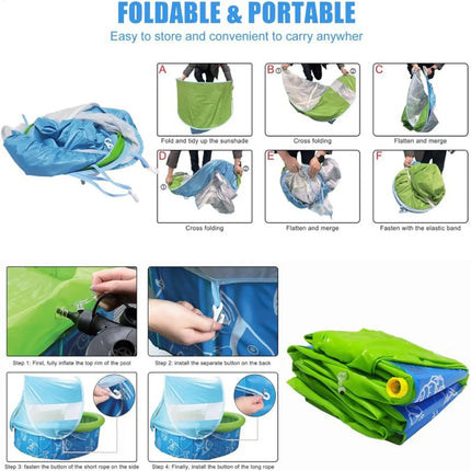 Foldable Kids Swim Pool With Canopy Sun Protection Swimming Pool With Canopy  for Summer Boys Preschoolers Children