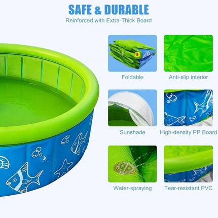 Foldable Kids Swim Pool With Canopy Sun Protection Swimming Pool With Canopy  for Summer Boys Preschoolers Children