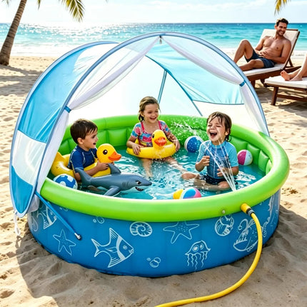 Foldable Kids Swim Pool With Canopy Sun Protection Swimming Pool With Canopy  for Summer Boys Preschoolers Children