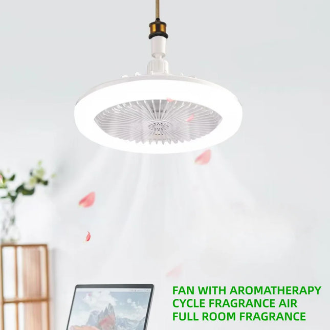 Rotatable 3in1 Ceiling Fan with Remote Control Lighting Lamp E27 Converter Base Lighting Base Bedroom Living Room Miflame - XdropX
