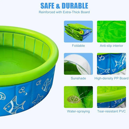 Foldable Kids Swim Pool With Canopy Sun Protection Swimming Pool With Canopy  for Summer Boys Preschoolers Children