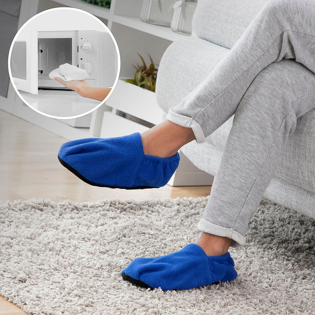 Microwavable Heated Slippers InnovaGoods Blue-0