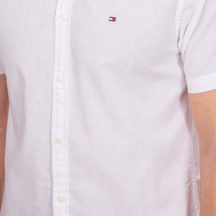 TOMMY HILFIGER - Men's linen blend shirt with short sleeves-2
