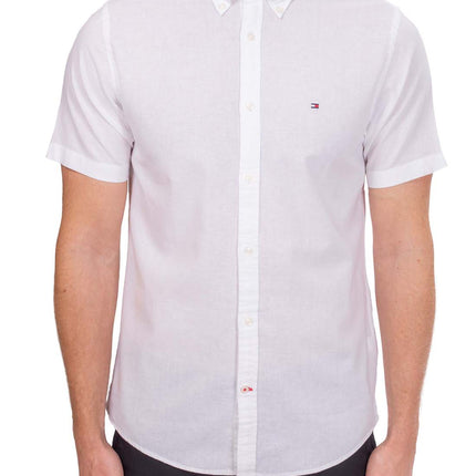 TOMMY HILFIGER - Men's linen blend shirt with short sleeves-7