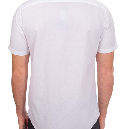 TOMMY HILFIGER - Men's linen blend shirt with short sleeves-0