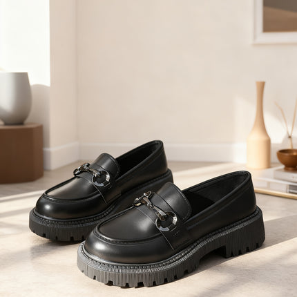 Dames Schoenen met Dikke Zool en Korte Neus, Gemakkelijke Comfortabele Zachte Zool Enkele Schoenen, Modieuze Indoor Outdoor Dameschoenen, Dames Schoenen