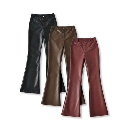 Motorcycle-style High-rise Stretch Straight-leg Bootcut Pants