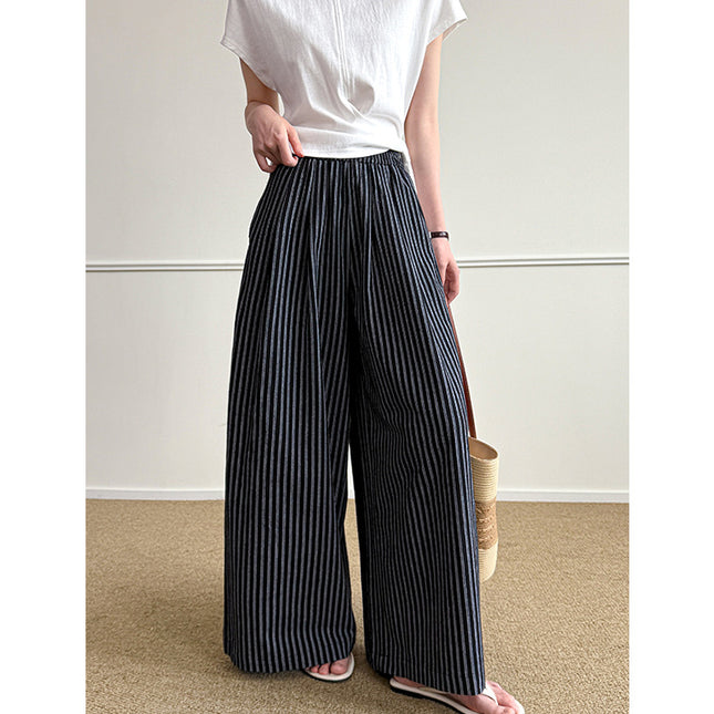 Simple Vertical-striped Casual Pants For Women Relaxed And Loose-fitting - XdropX