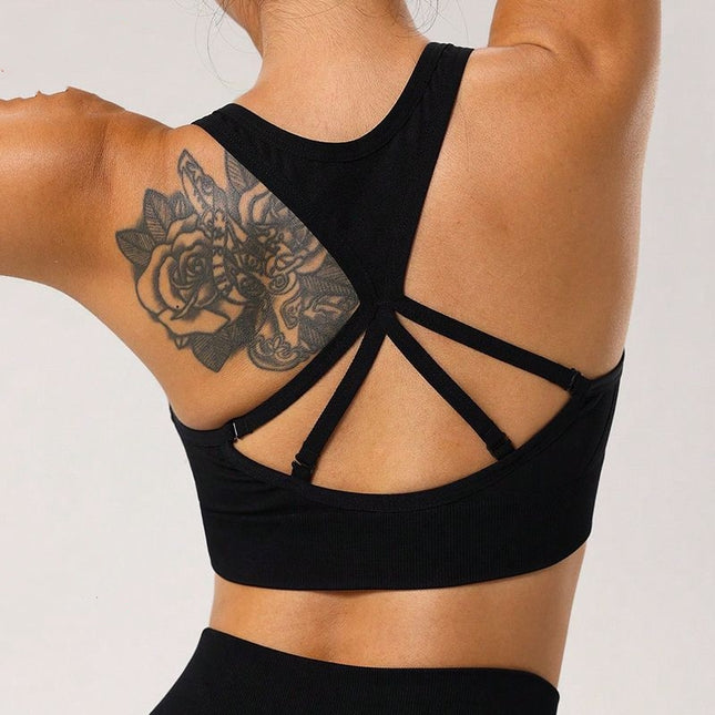 Seamless Knitted Sports Hollow-out Beauty Back Bra Strap Chest Pad Underwear - XdropX