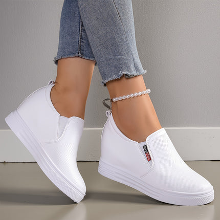 Dames casual instapschoenen voor alle seizoenen met lengteverhogend effect, witte sneakers met plateauzool en sleehak, veelzijdige outdoor loafers in grote maten voor gemakkelijk dragen, buitenlandse handel woon-werk schoenen voor dames, damesschoenen - XdropX