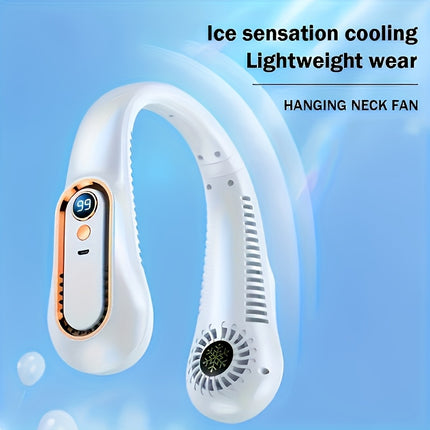 Bladloze Nekventilator, USB Oplaadbare Draagbare Mini Sportventilator, Snelle Koeling en Veilige en Stille Ventilator, 5 Snelheden en Digitaal Display, Zomer Buiten Kampeerventilator