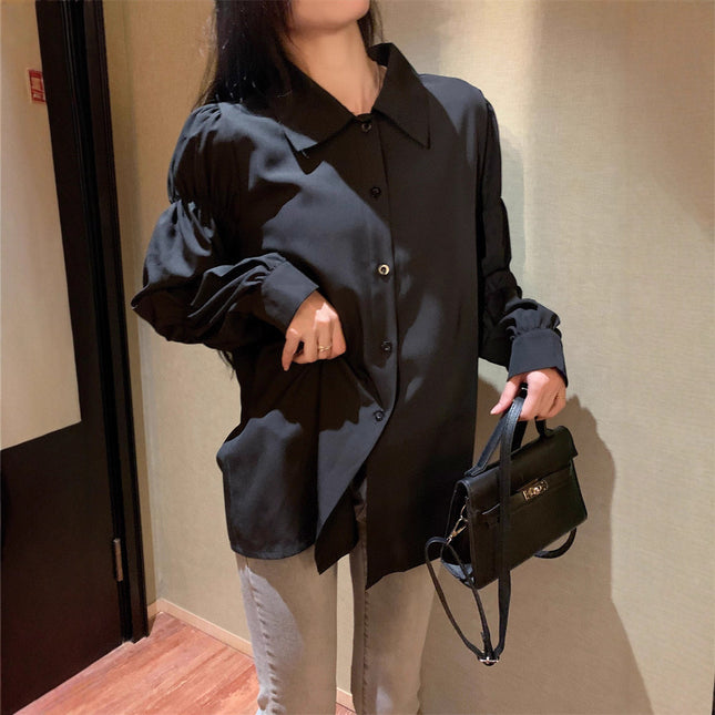 French Style Retro Design Niche Chic Bubble Long Sleeve Tops Shirt Female - XdropX