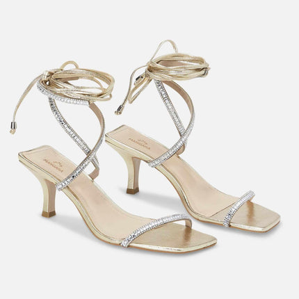 Golden Leather 8 cm Heeled Sandals – Handcrafted Open-Toe Design-1