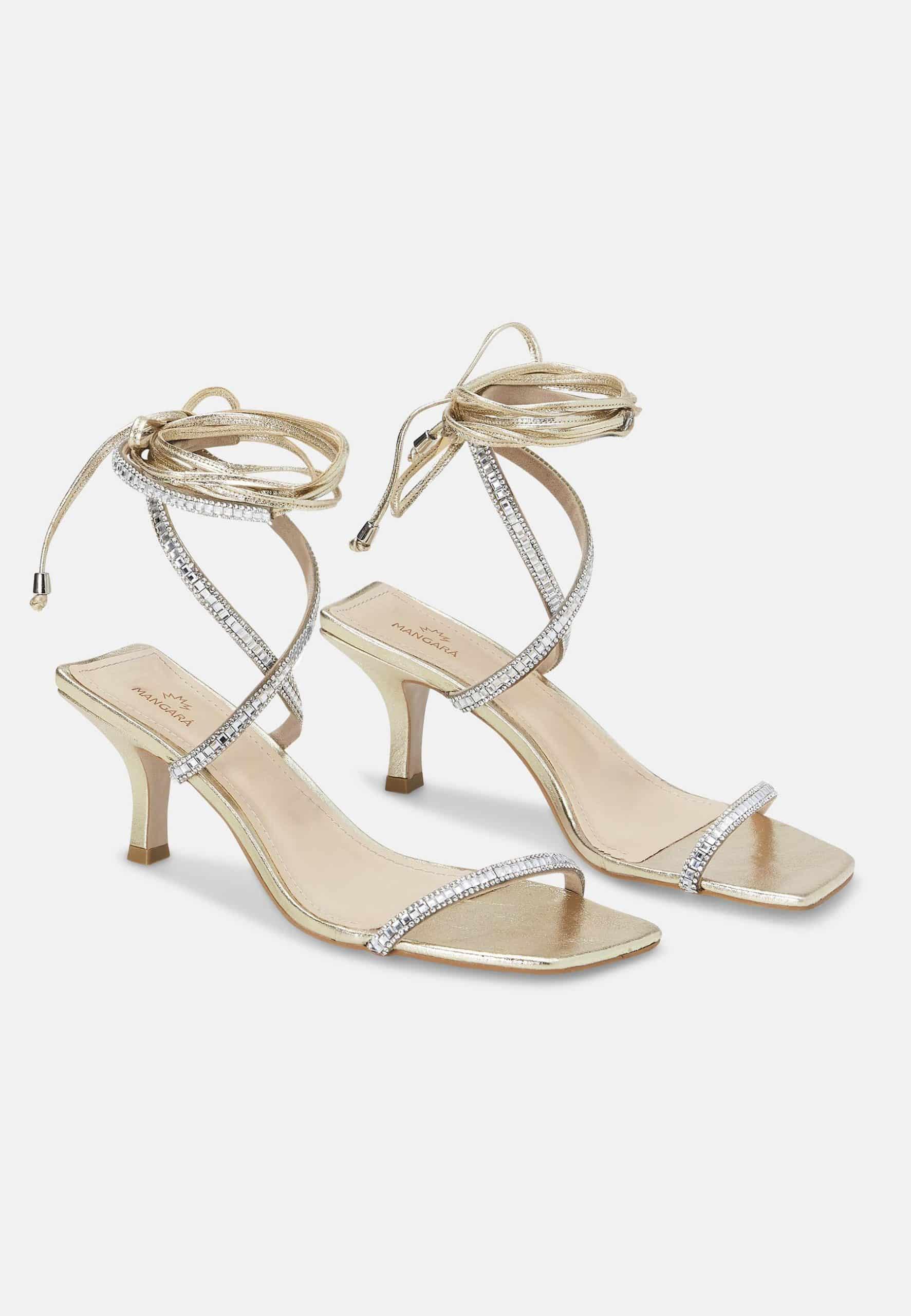 Golden Leather 8 cm Heeled Sandals – Handcrafted Open-Toe Design-1