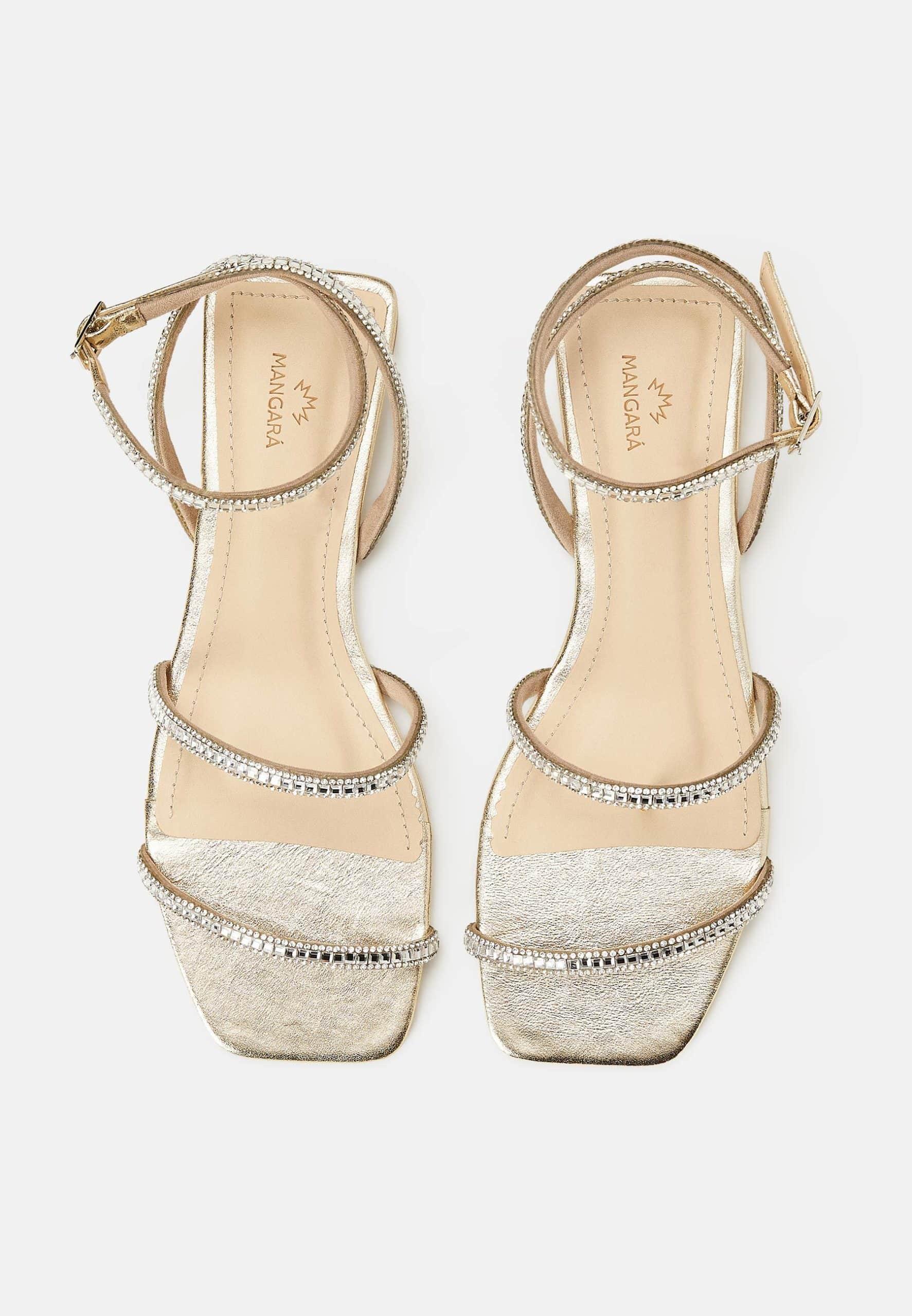 Silver Leather Flat Sandals – Handcrafted with Crystal Straps-2