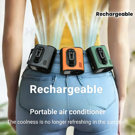 Koelventilator voor om de taille en nek met ingebouwde standaard, voorzien van een borstelloze motor voor krachtige luchtstroom en intense koeling. Biedt 100 niveaus van precieze windregeling, van zachte briesjes tot krachtige orkanen, met een supergelei - XdropX