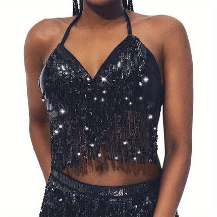 1pc Buikdans Pailletten Fringe Top Nachtclub Optreden Halter BH Danskleding