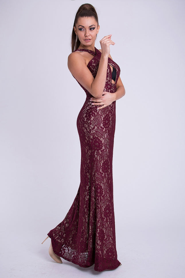 EVA & LOLA DRESS - Maroon 26011-2-1