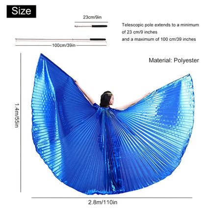 Buikdansvleugels met stokken set voor volwassenen, Premium vleugelkostuum voor dames - Perfect voor Halloween, Carnaval, podiumoptredens. Maakt moeiteloze bewegingen mogelijk, Ideale buikdansrekwisieten
