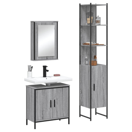 Badkamermeubel Set 3 St Zwart 33 X 33 X 185,5 Cm Bewerkt Hout - XdropX