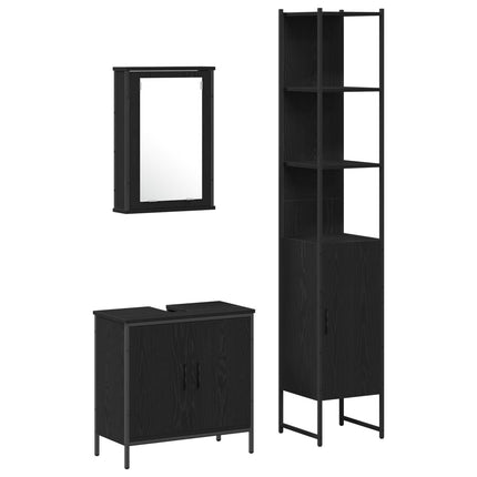 Badkamermeubel Set 3 St Zwart 33 X 33 X 185,5 Cm Bewerkt Hout - XdropX