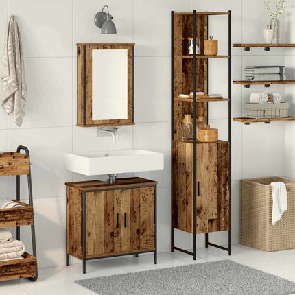 Badkamermeubel Set 3 St Zwart 33 X 33 X 185,5 Cm Bewerkt Hout - XdropX