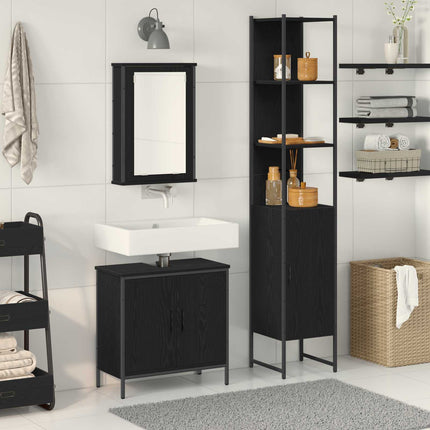 Badkamermeubel Set 3 St Zwart 33 X 33 X 185,5 Cm Bewerkt Hout - XdropX
