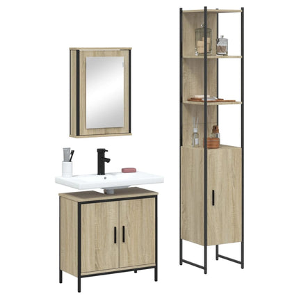 Badkamermeubel Set 3 St Zwart 33 X 33 X 185,5 Cm Bewerkt Hout - XdropX