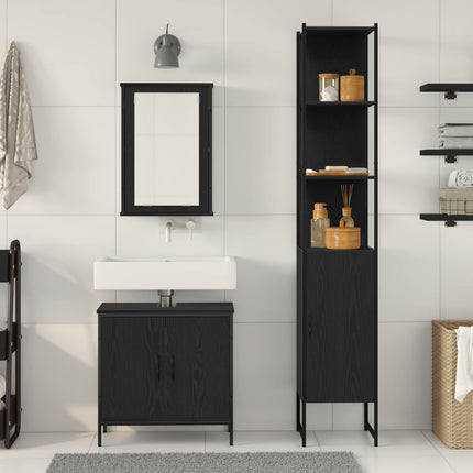 Badkamermeubel Set 3 St Zwart 33 X 33 X 185,5 Cm Bewerkt Hout - XdropX