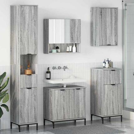 Badkamermeubel Set 4 St Artisan Eiken Samengesteld Hout, Metaal - XdropX
