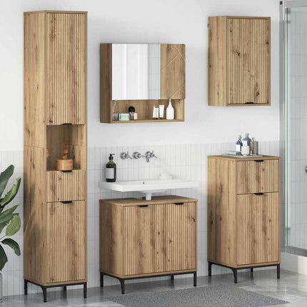Badkamermeubel Set 4 St Artisan Eiken Samengesteld Hout, Metaal - XdropX