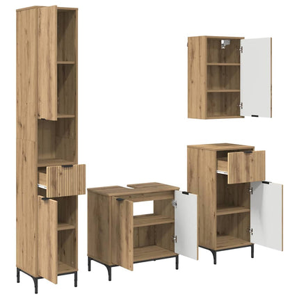 Badkamermeubel Set 4 St Artisan Eiken Samengesteld Hout, Metaal - XdropX
