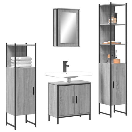 Badkamermeubel Set 4 St Zwart 33 X 33 X 185,5 Cm Bewerkt Hout - XdropX