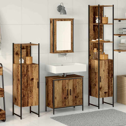 Badkamermeubel Set 4 St Zwart 33 X 33 X 185,5 Cm Bewerkt Hout - XdropX