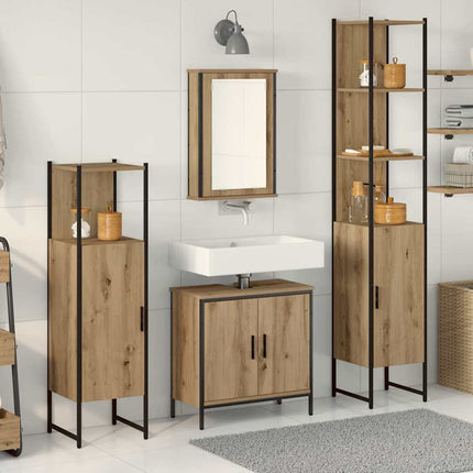 Badkamermeubel Set 4 St Zwart 33 X 33 X 185,5 Cm Bewerkt Hout - XdropX
