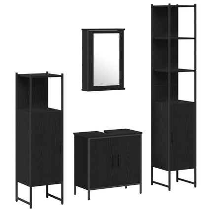 Badkamermeubel Set 4 St Zwart 33 X 33 X 185,5 Cm Bewerkt Hout - XdropX