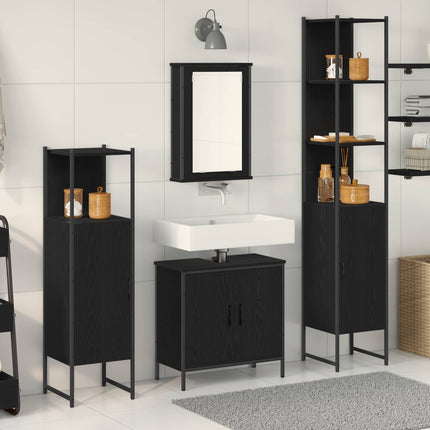 Badkamermeubel Set 4 St Zwart 33 X 33 X 185,5 Cm Bewerkt Hout - XdropX