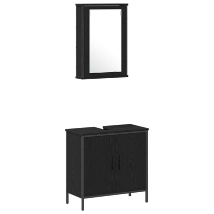 Badkamermeubel Set 4 St Zwart 33 X 33 X 185,5 Cm Bewerkt Hout - XdropX